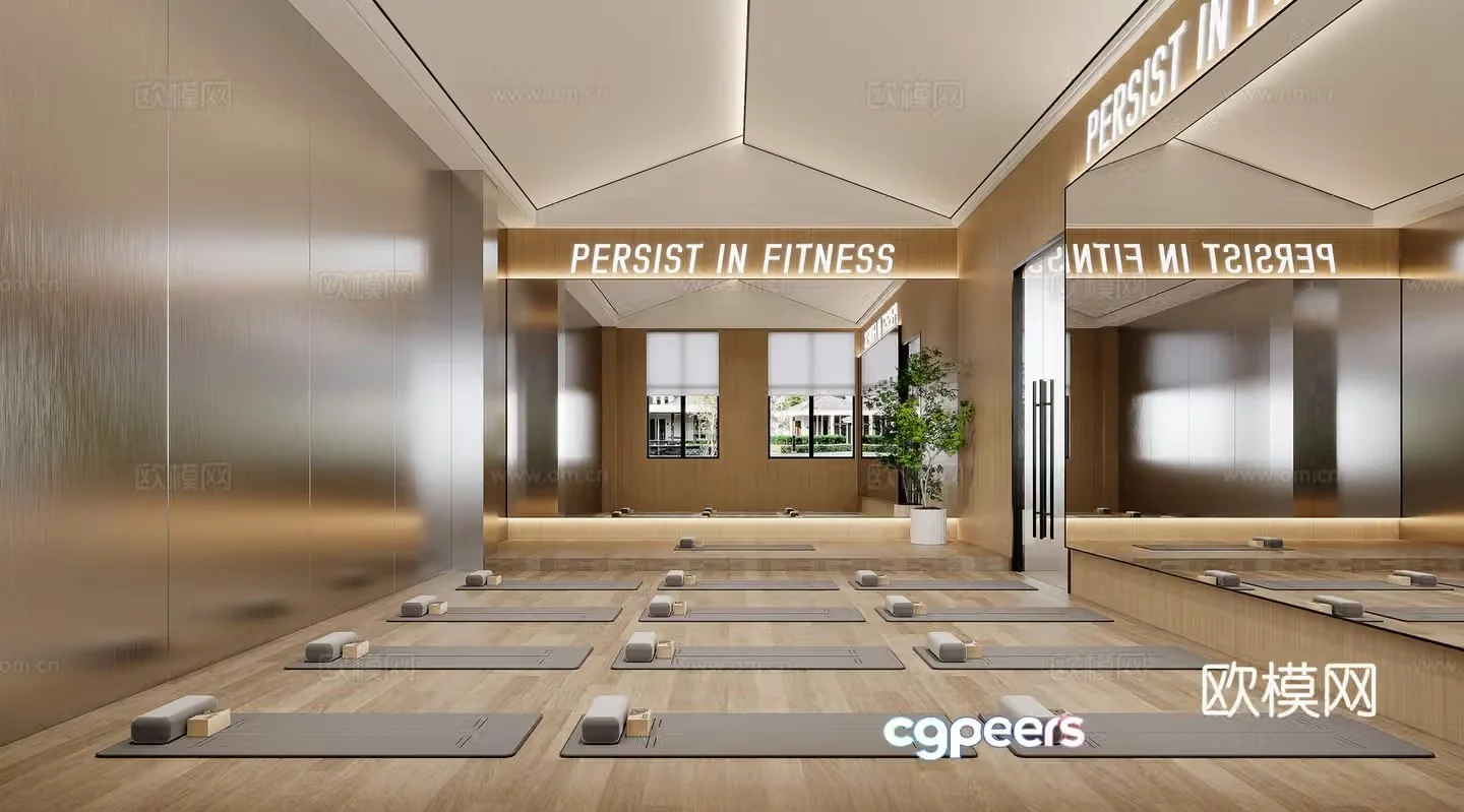 Modern yoga room 3d model