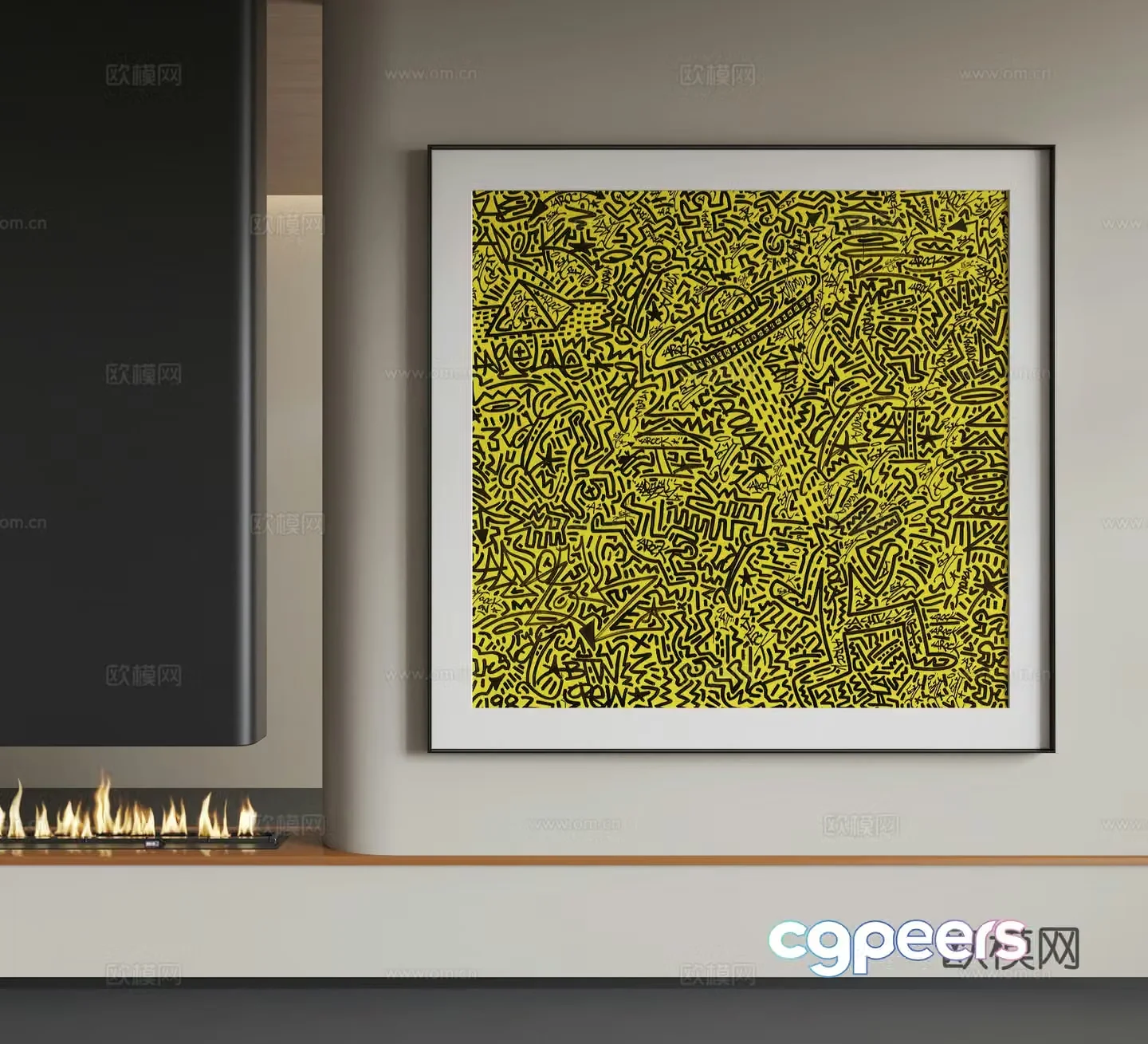 Modern hanging paintings Modern abstract hanging paintings Modern Italian hanging paintings Modern light luxury hanging paintings Modern simple 3D model