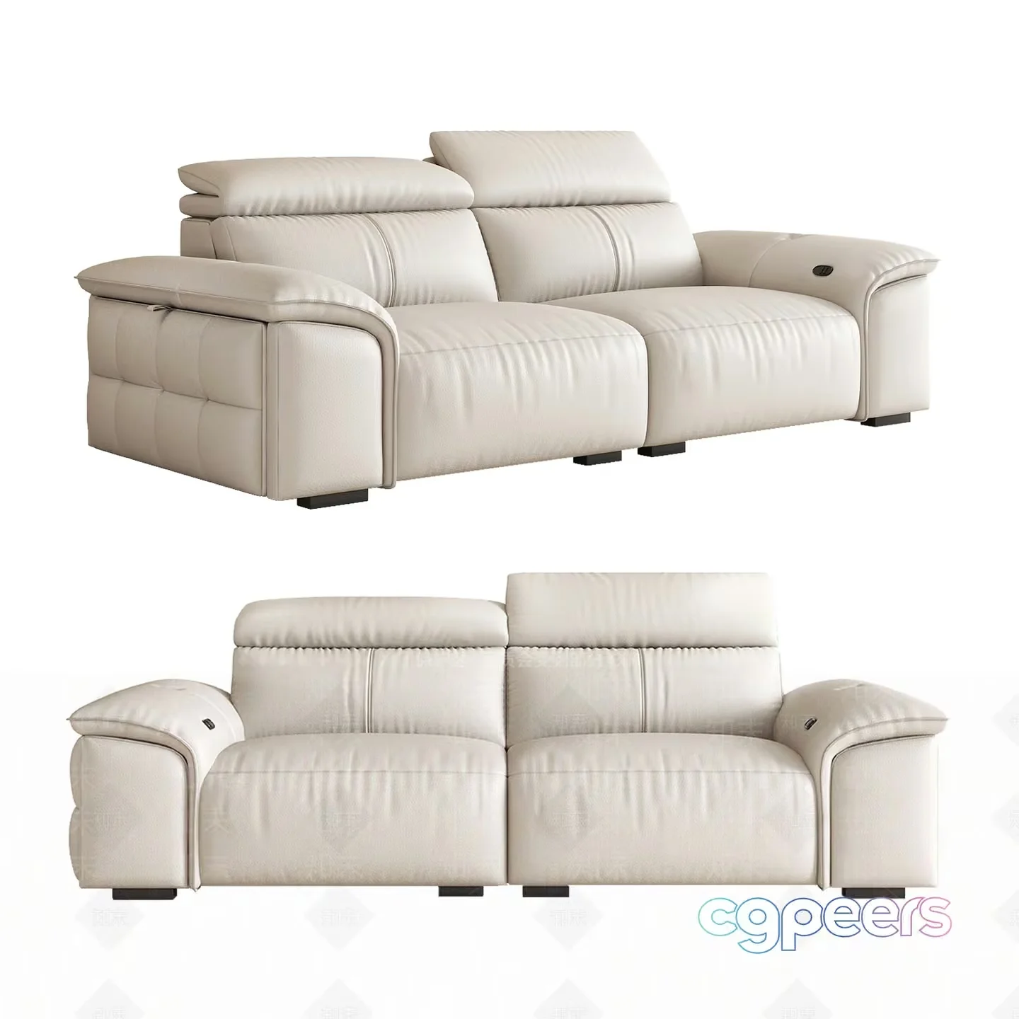 Modern Leather Sofa 3D Model – 1648 – VRAY Render