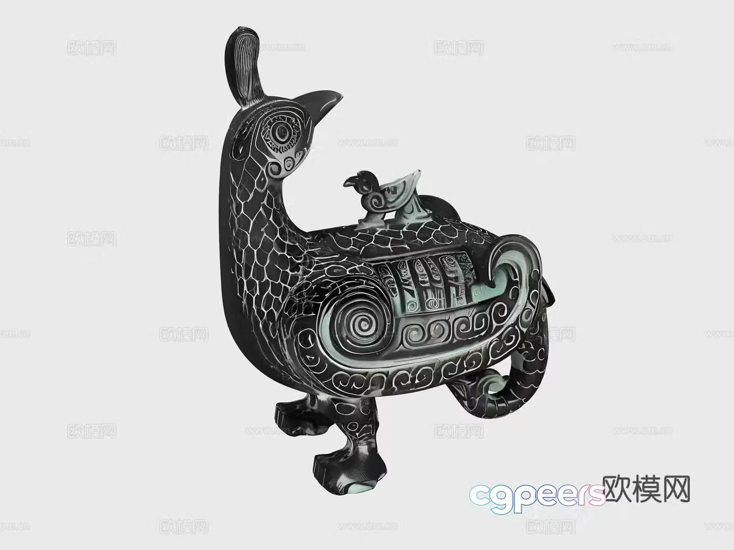 Sanxingdui bronze ware antique cultural relics dolls birds Sichuan elements Sichuan opera cover bowl tea 3d model