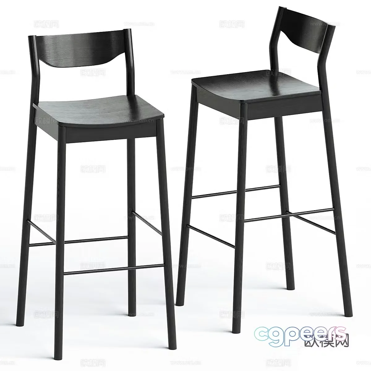 Modern Italian solid wood bar chair 3d model