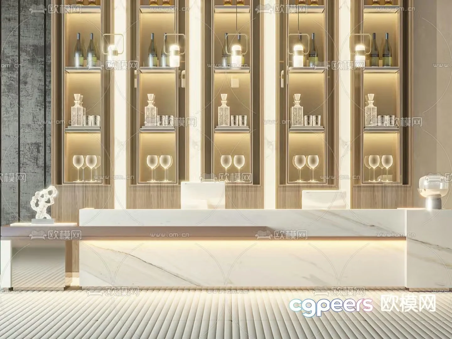 Reception desk service front desk 3d model