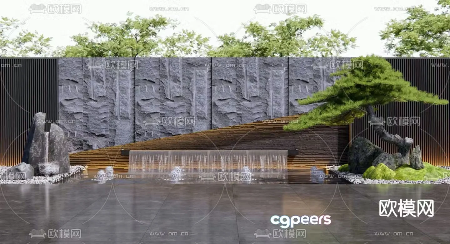 Rockery waterscape courtyard sketch waterfall 3D model