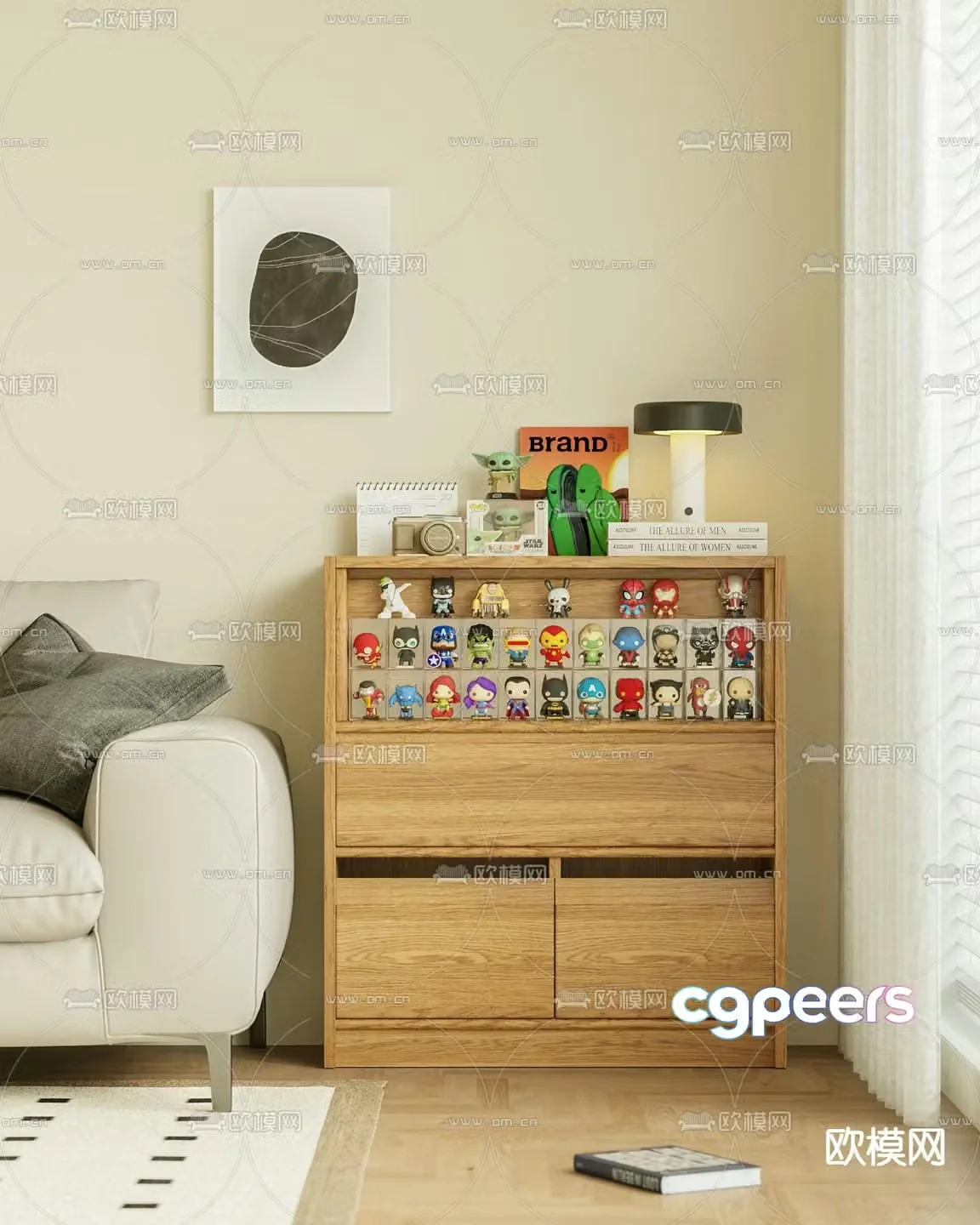 Decorative Cabinet Cartoon Figure Cabinet 3D Model