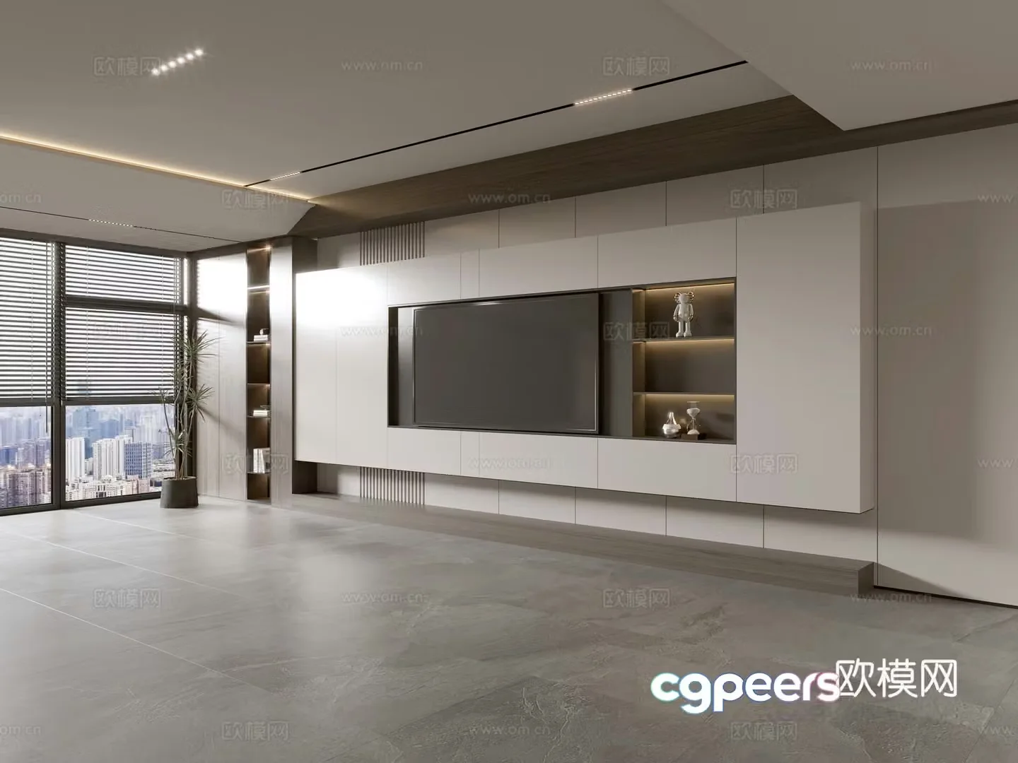 Modern Italian living room light luxury TV background wall full wall TV cabinet 3D model