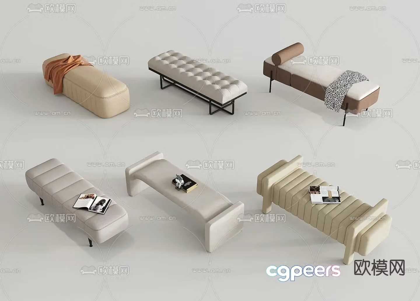 Modern footrest bedside stool 3d model