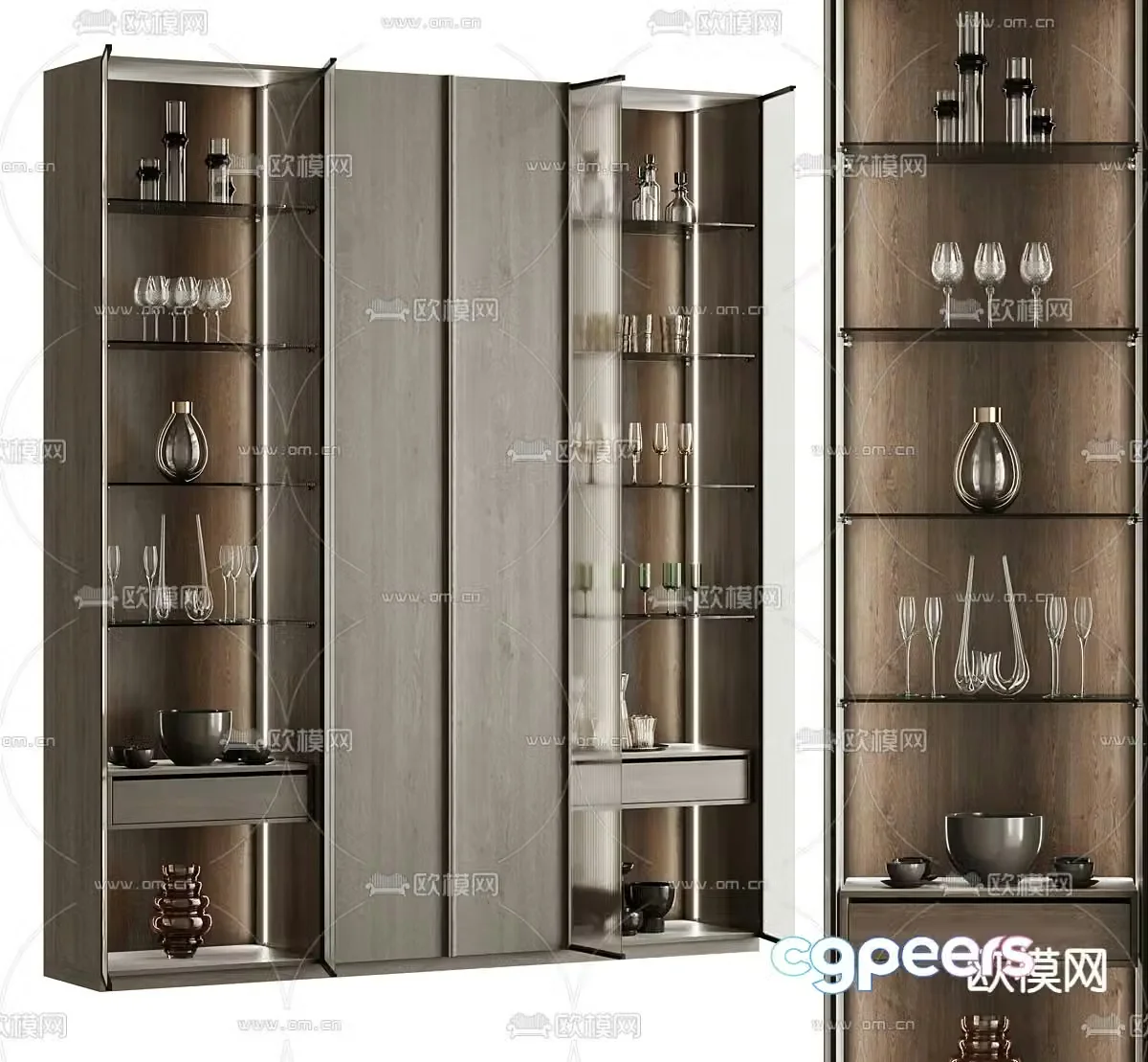 Light luxury style wine cabinet 3D model
