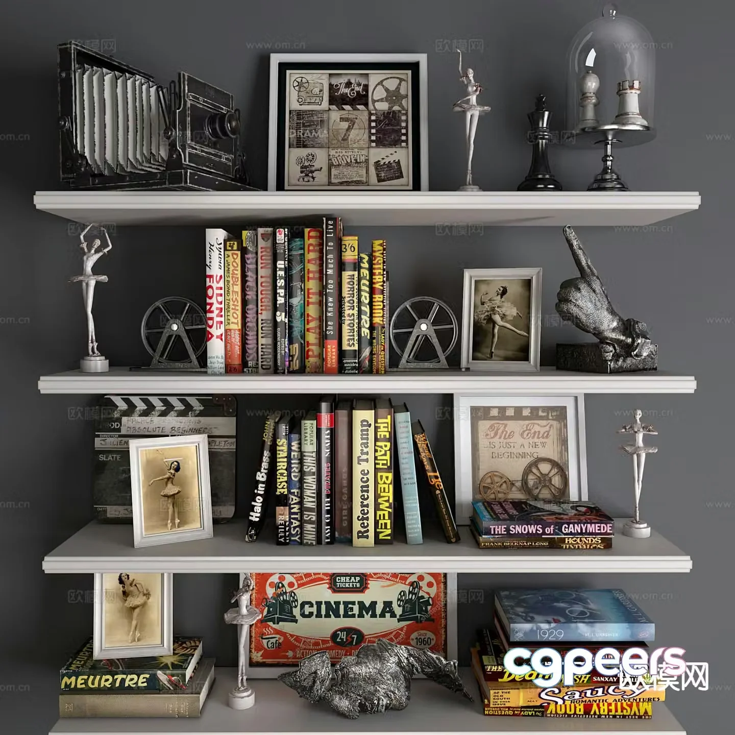 American decorations books ornaments 3d model