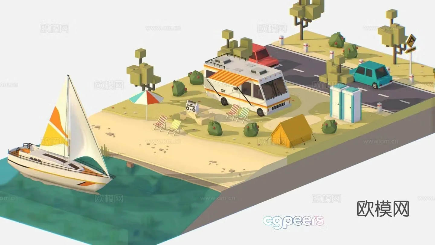 Camping scene park scene 3d model