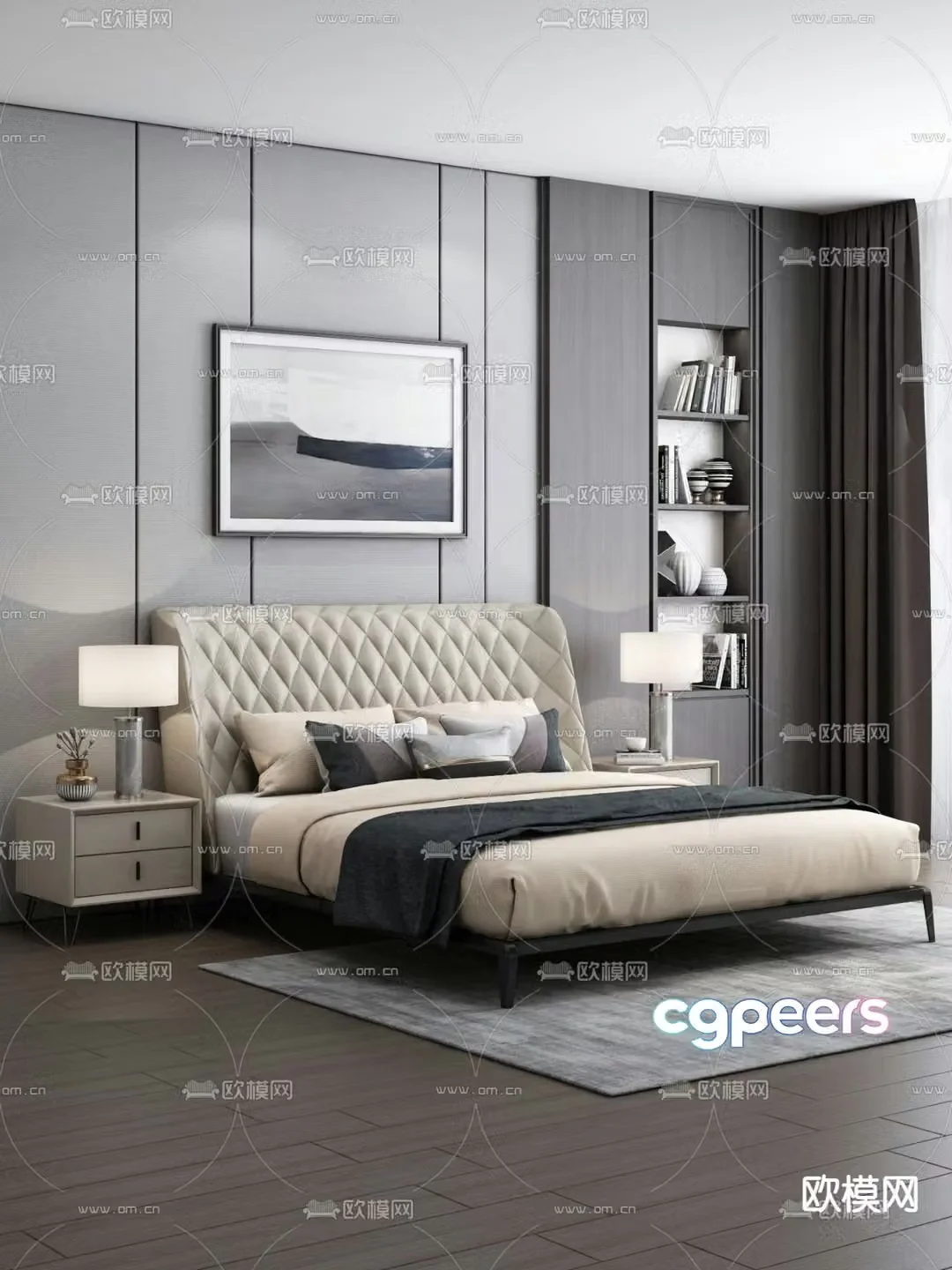 Modern double bed 3d model