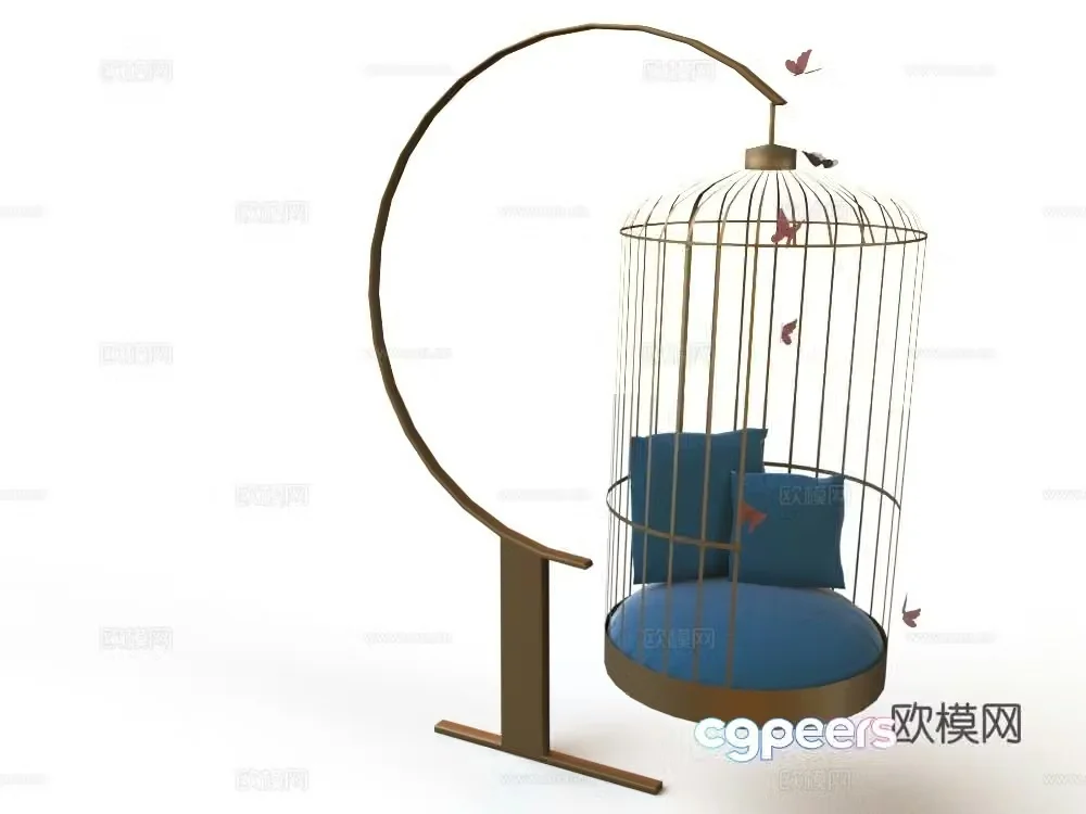Nordic aerial rocking chair birdcage chair 3d model