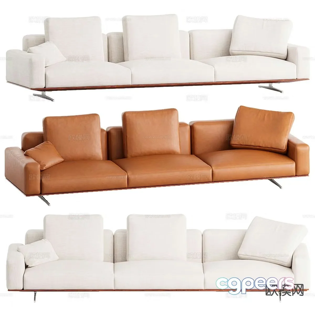 Modern multi-seater sofa 3d model