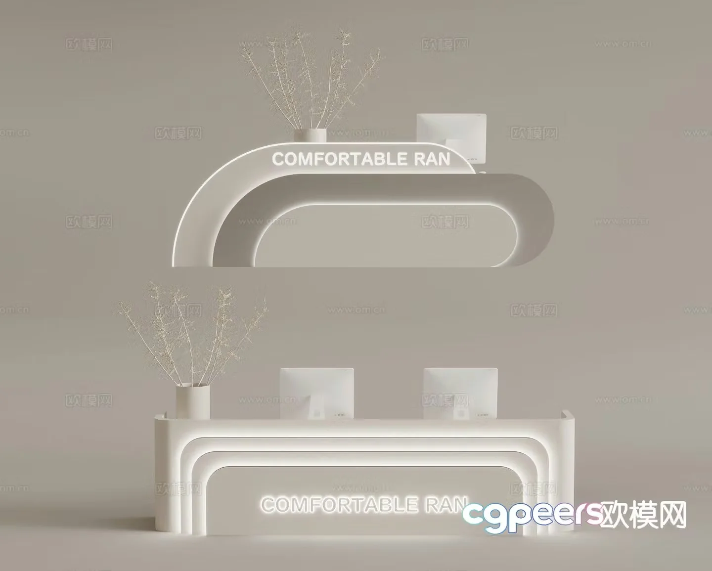 Modern reception desk service desk information desk 3d model