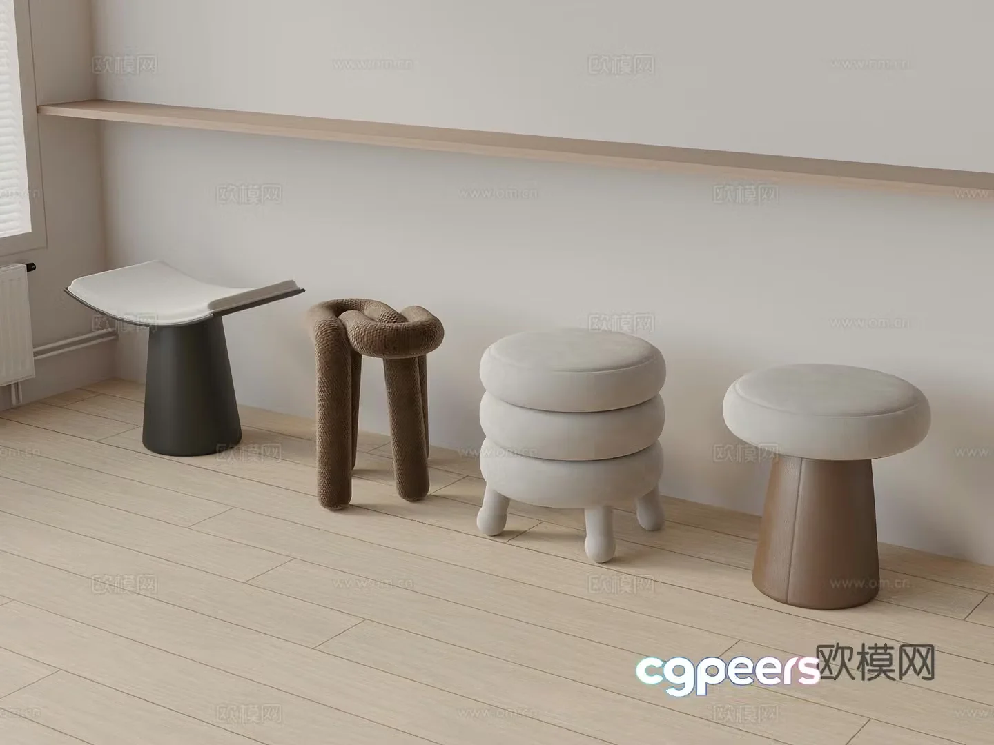 Modern stool shoe changing stool dressing stool 3d model