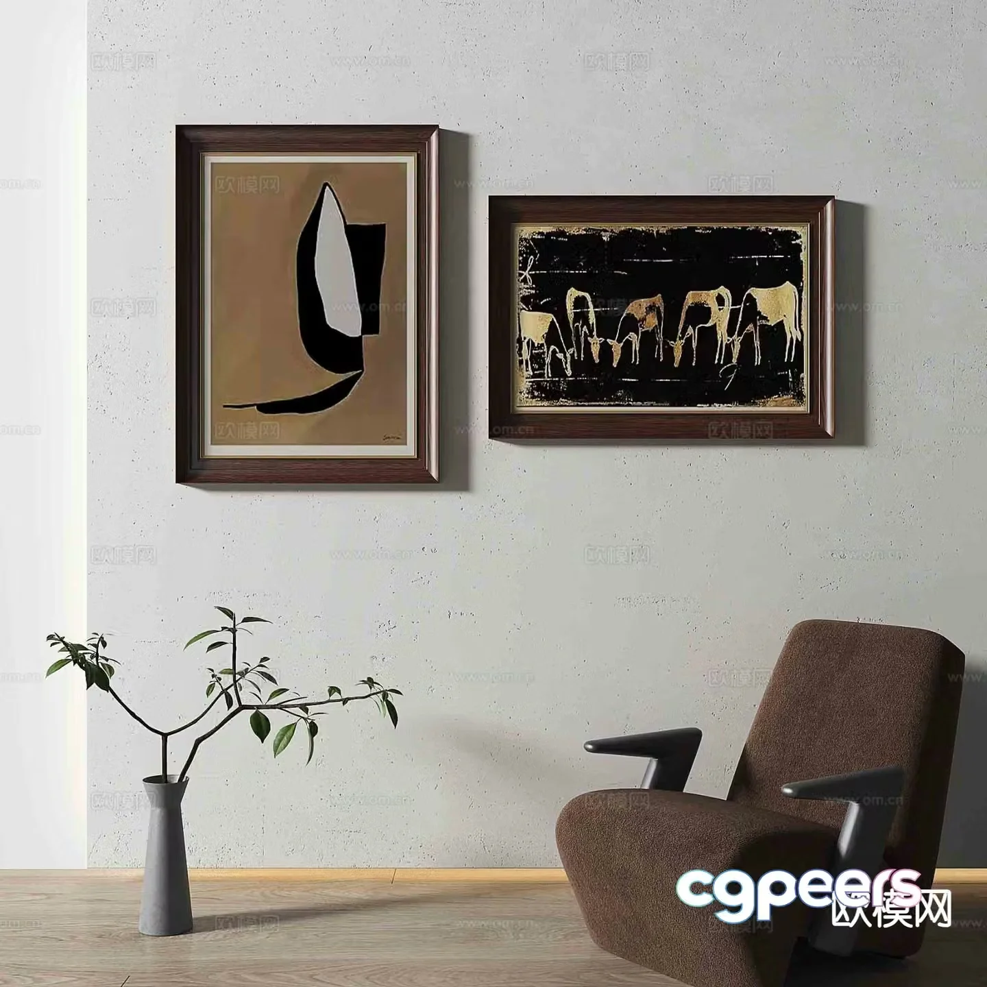 Simple European decorative painting art painting hanging painting 3D model