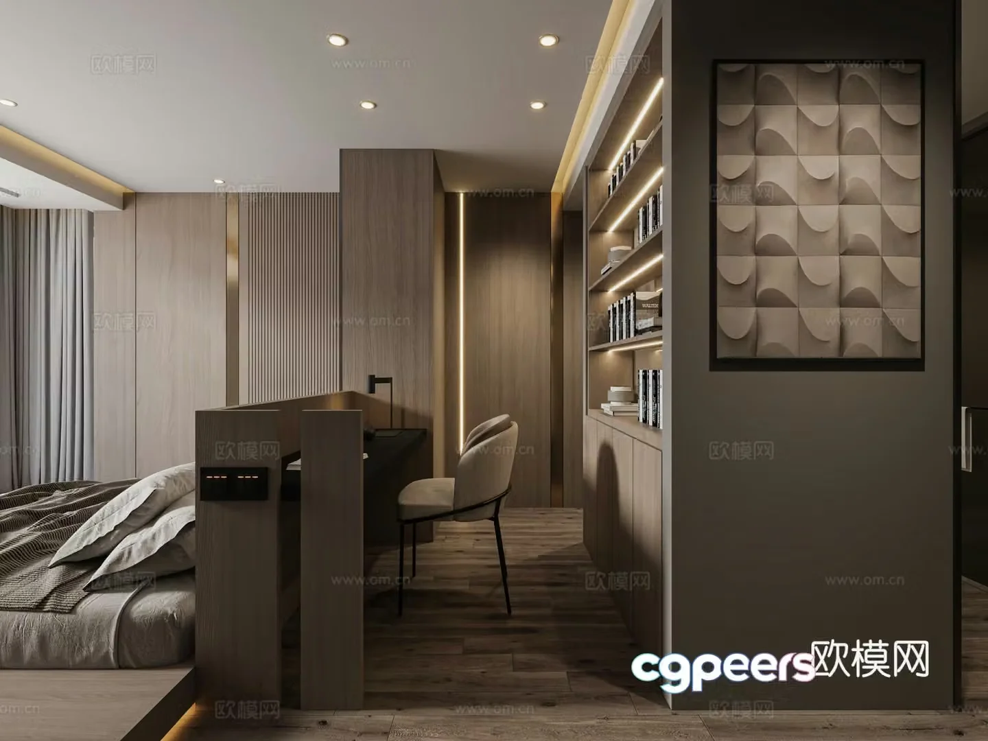 Modern master bedroom 3D model