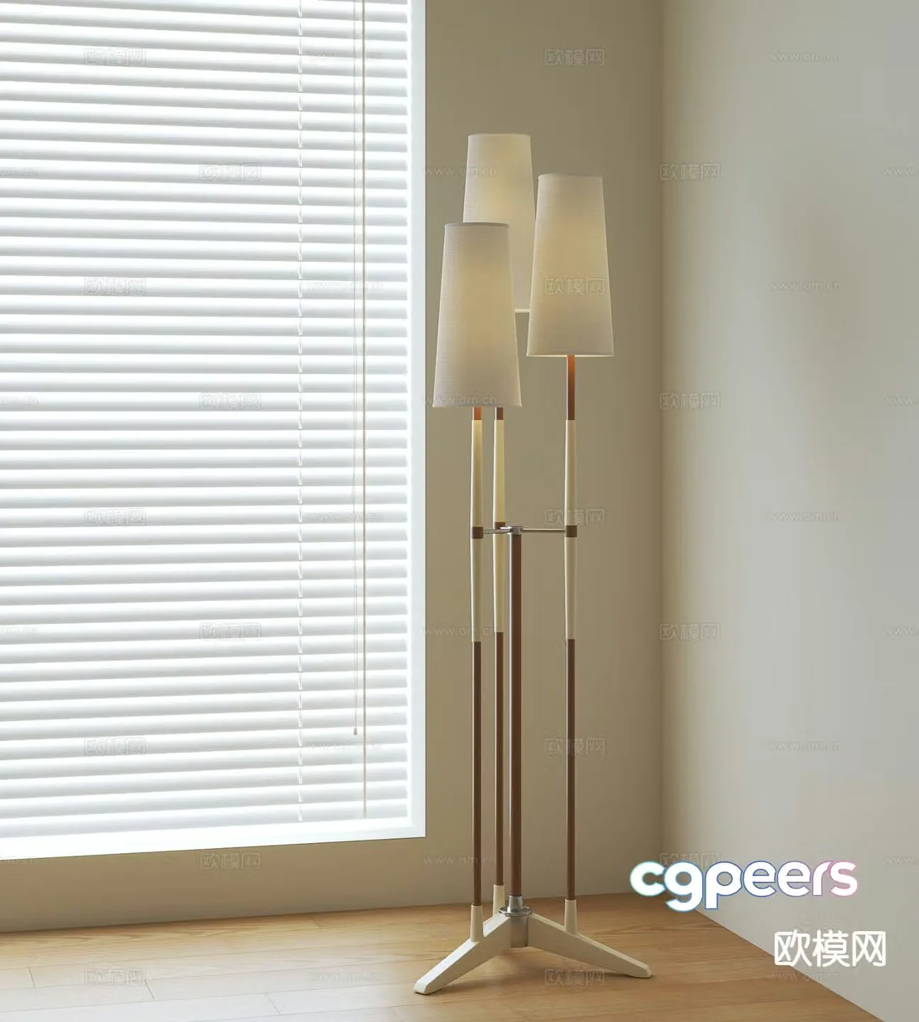 Medieval style floor lamp multi-head floor lamp 3D model