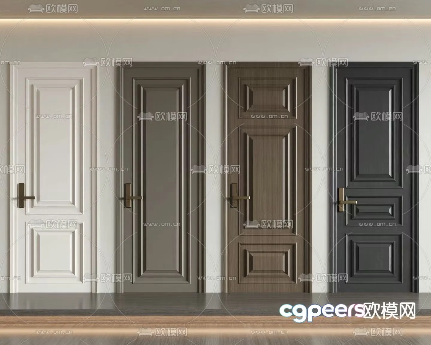 French door Single open door Room door Bedroom door 3d model