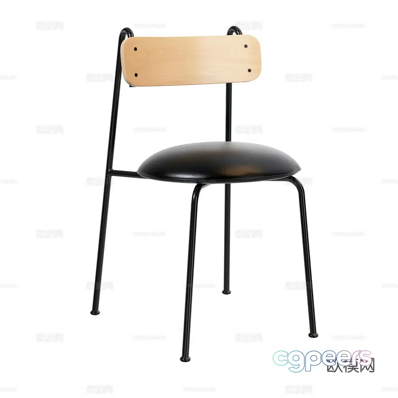 Lena Nordic single chair Extremely simple chair Dining chair Leather chair Metal chair 3d model