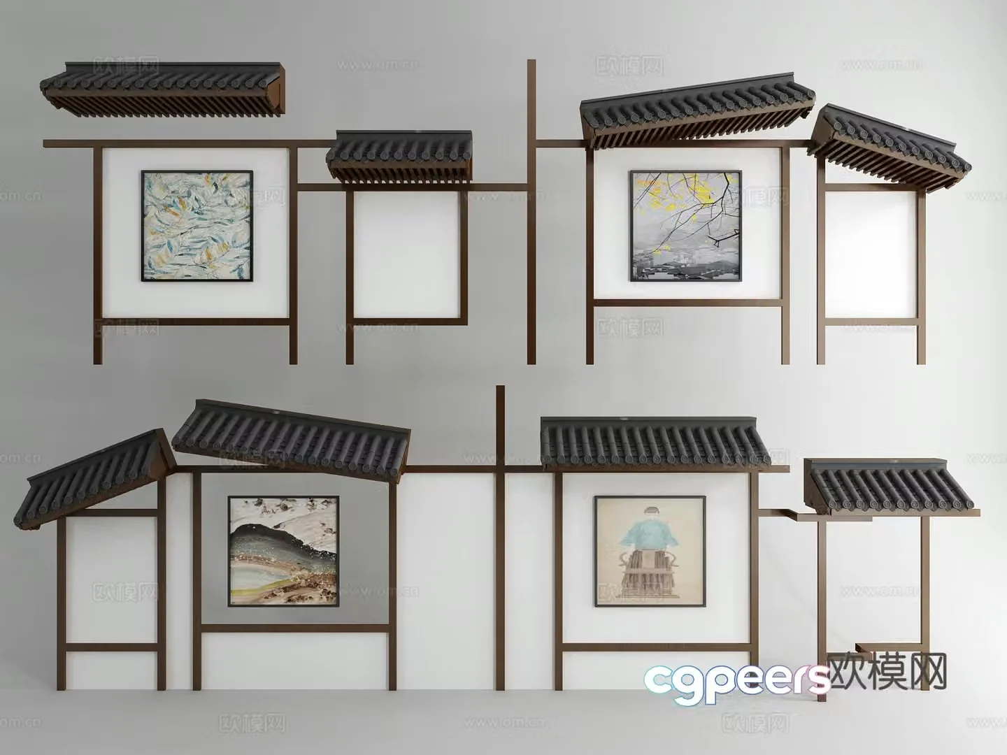 Chinese style beauty and 3D model of eaves tile
