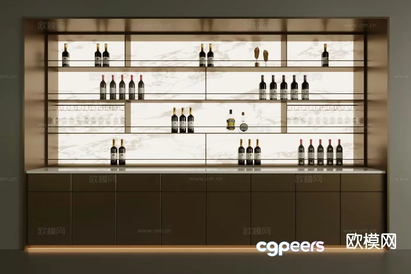 Modern wine cabinet wine rack 3d model