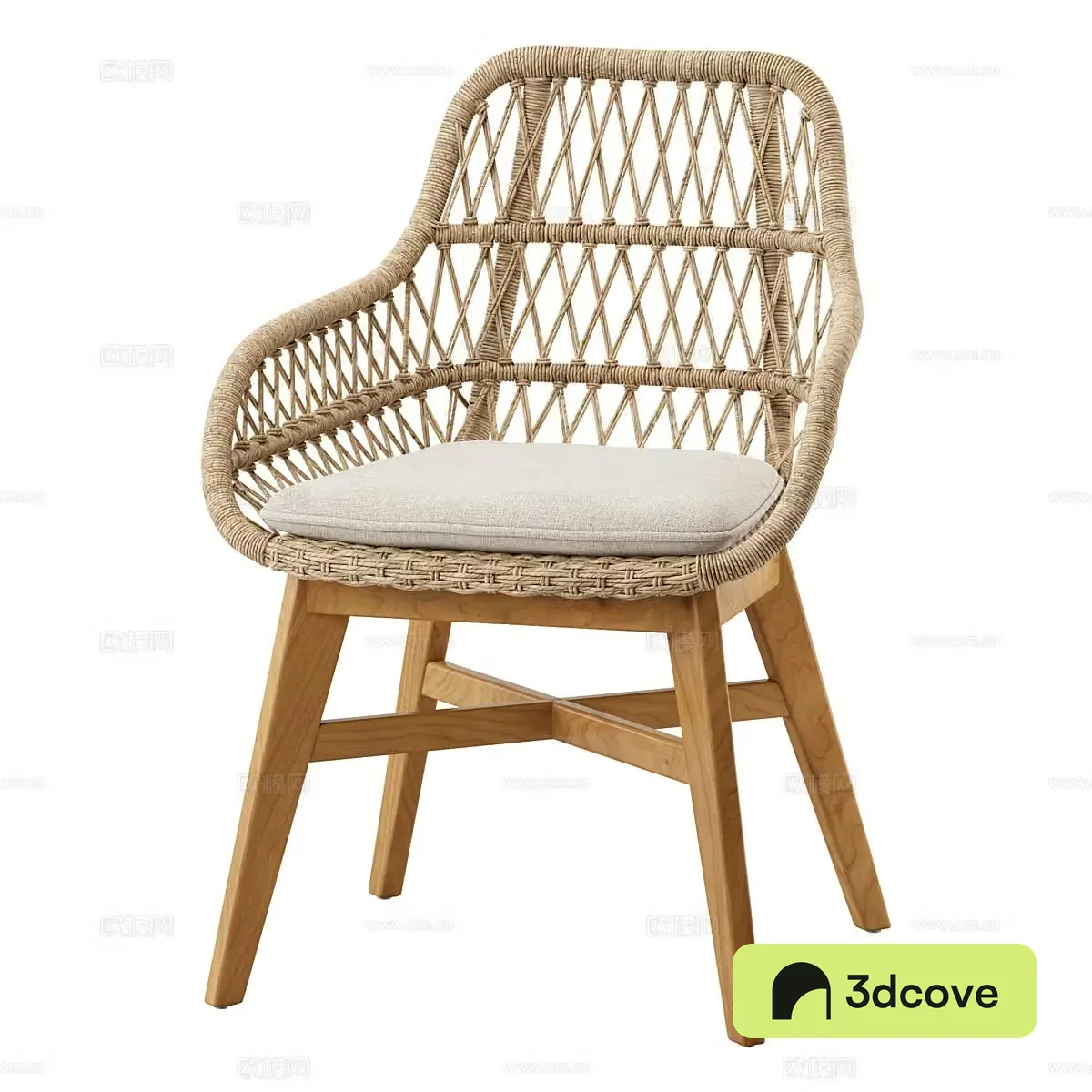 Nordic simple chair Single chair Simple chair Rattan chair Wooden