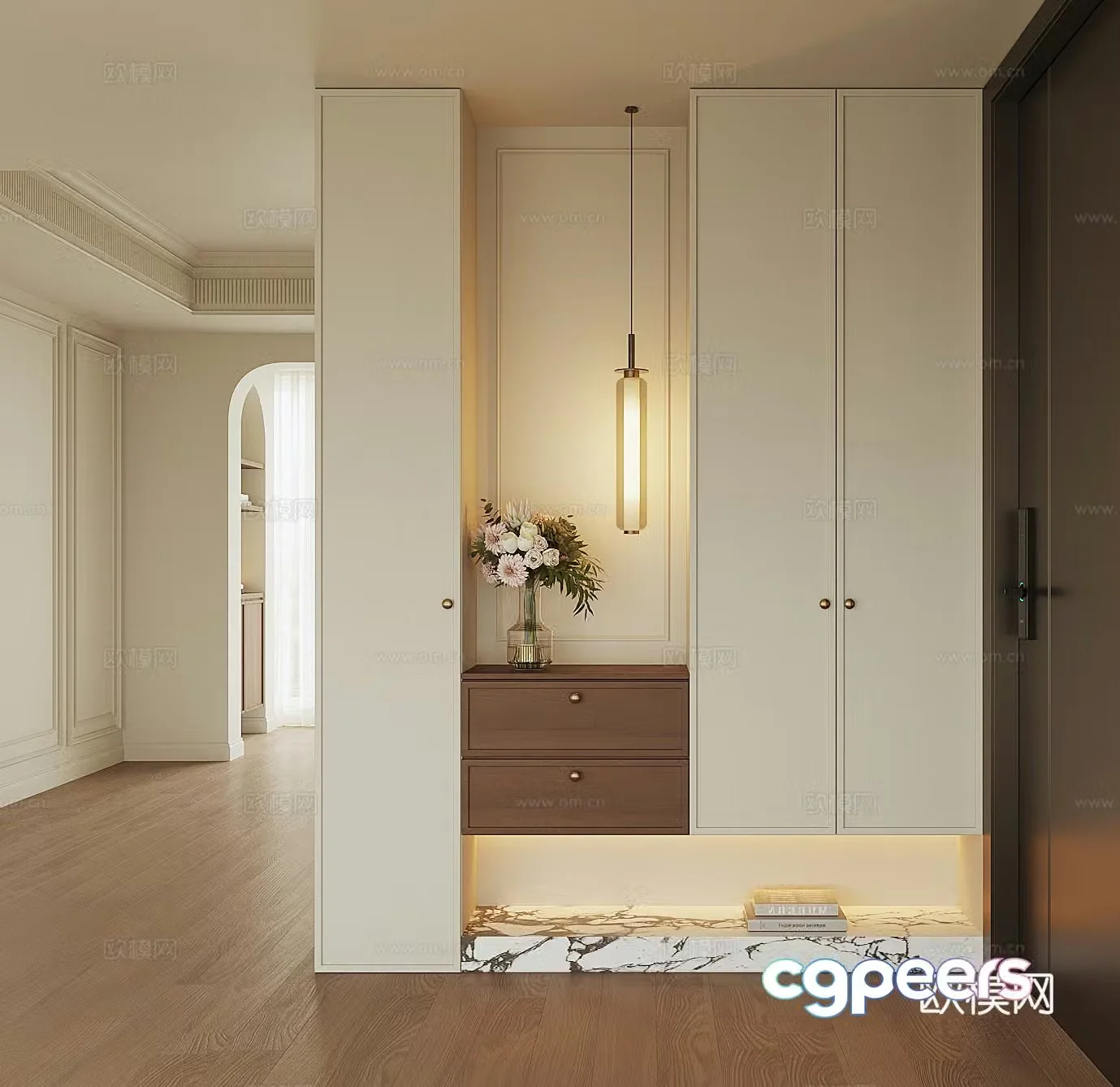 Modern French entrance shoe cabinet 3D model
