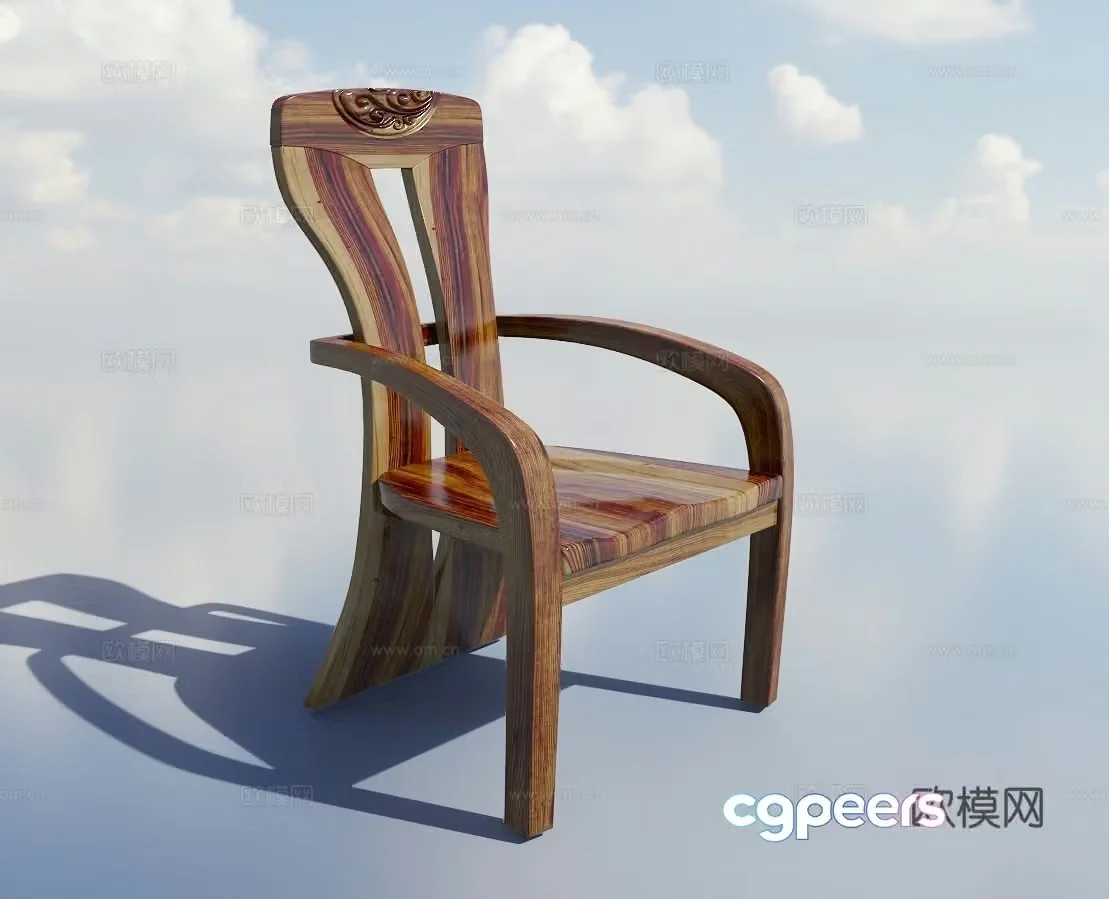 New Chinese style leisure chair armchair solid wood chair 3d model