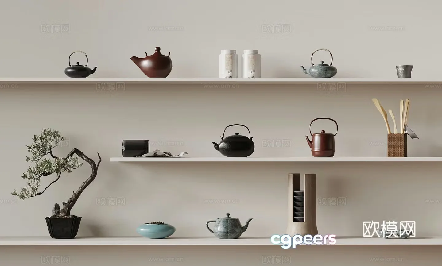 New Chinese style tea set teapot 3d model