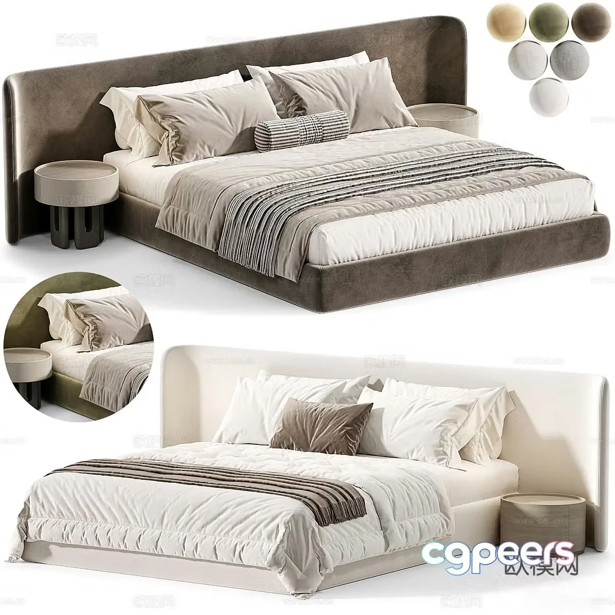 Background double bed 3d model