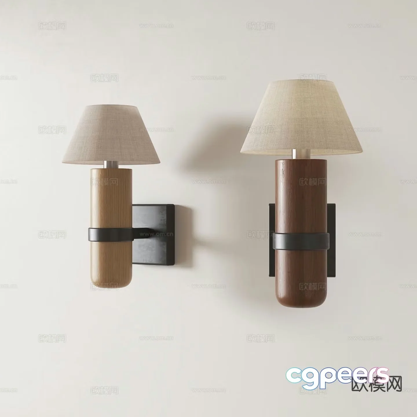 Medieval style wall lamp solid wood wall lamp 3d model