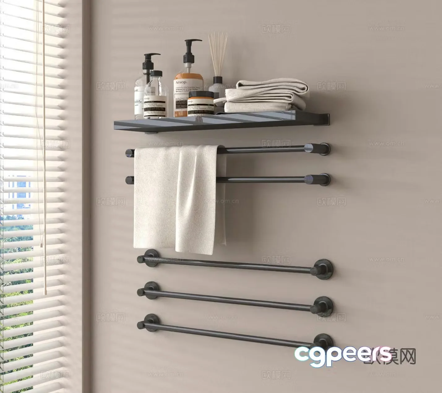 Towel rack Bathroom storage rack Bathroom supplies 3D model
