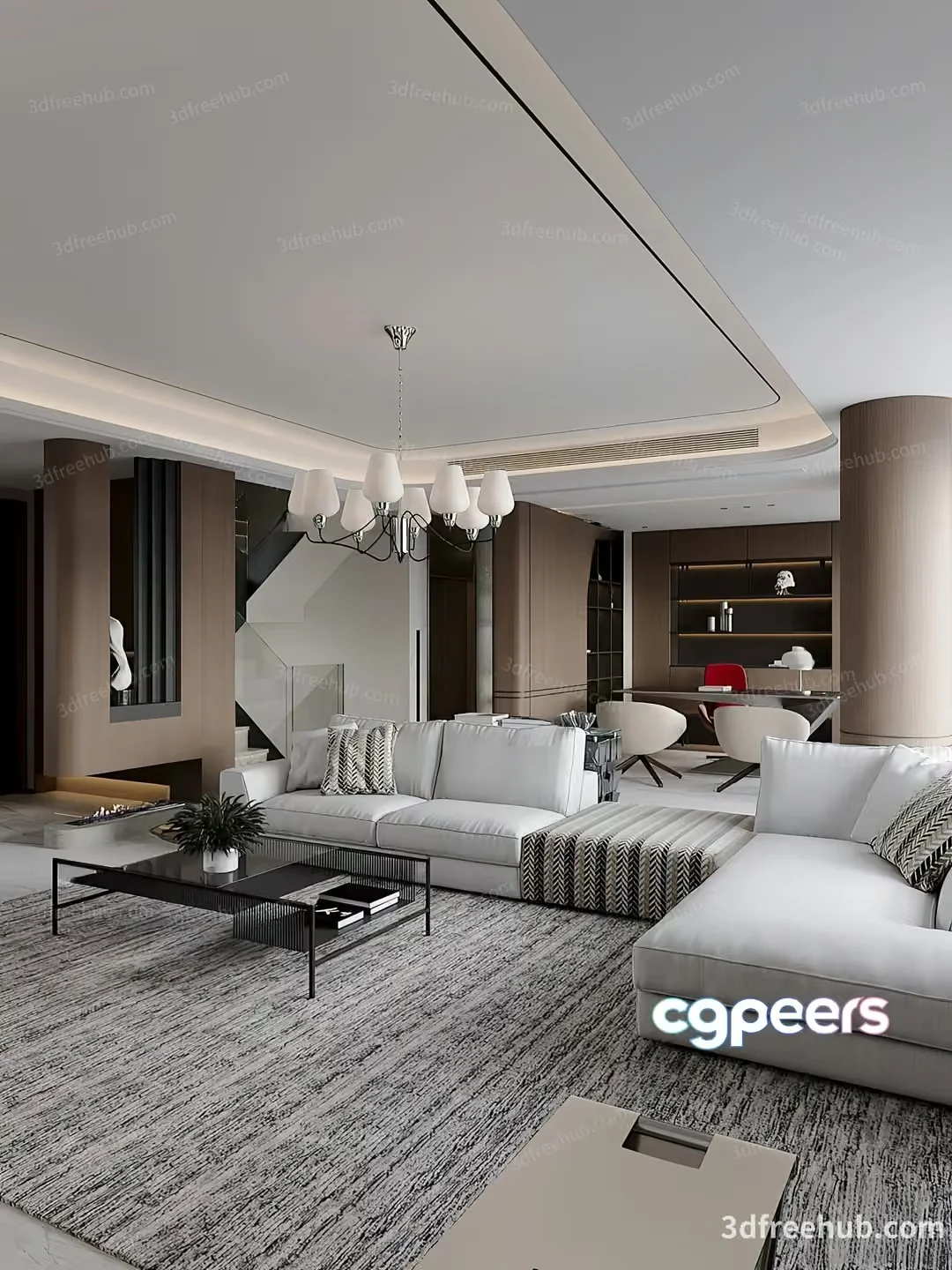 Modern Living Room 3D Model – 22996 – VRAY Render