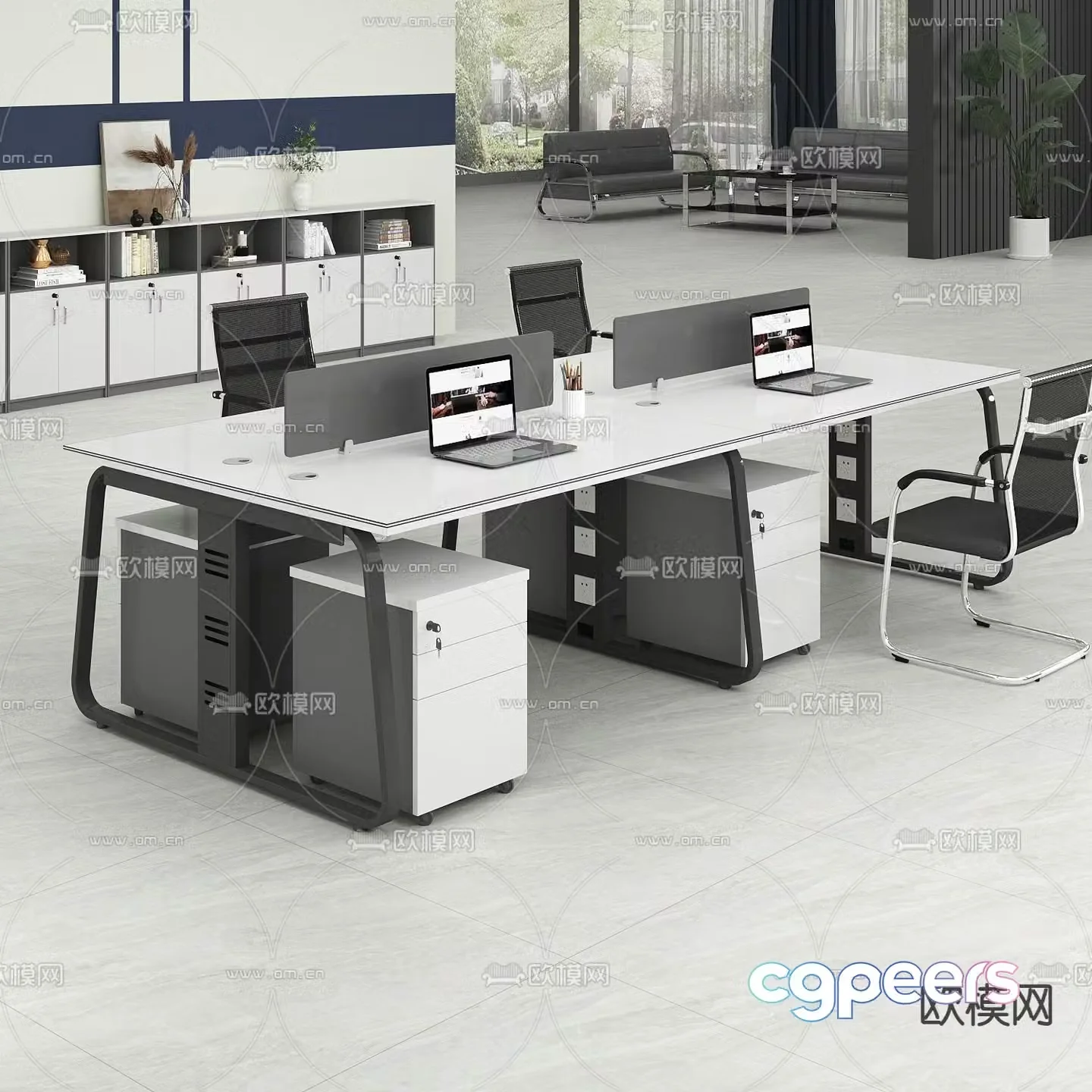 Card space desk work station post 3d model