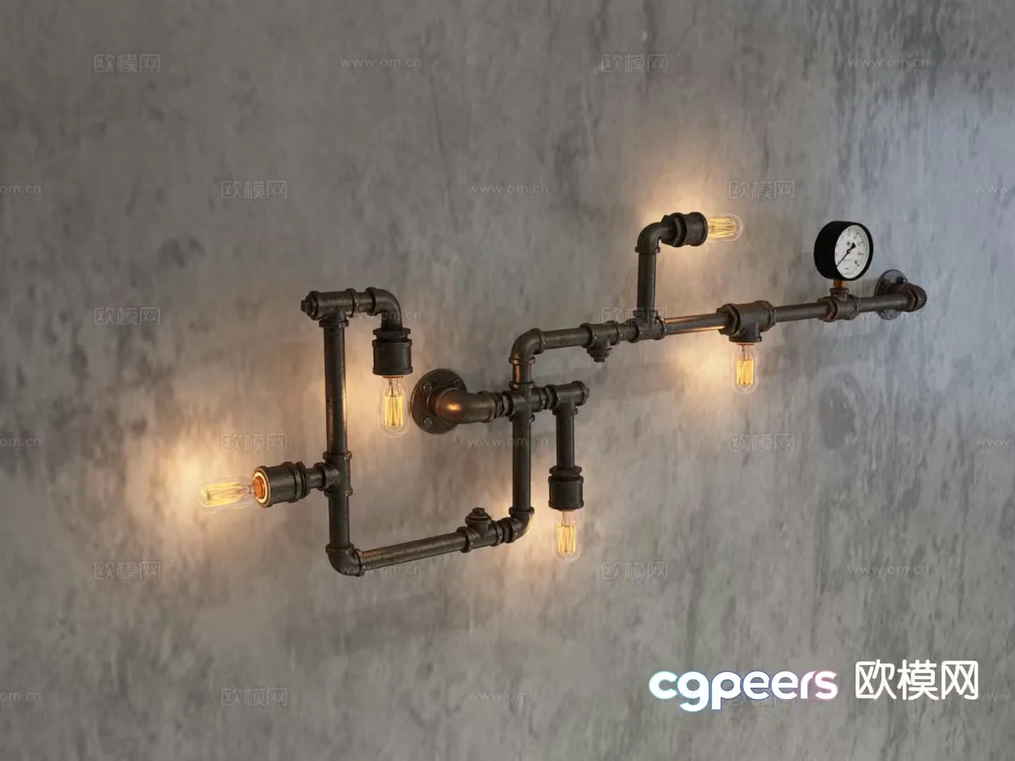 Industrial air duct wall light 3d model