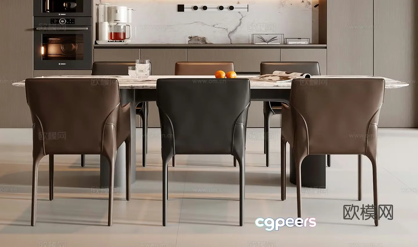 Italian dining table and chair 3D model