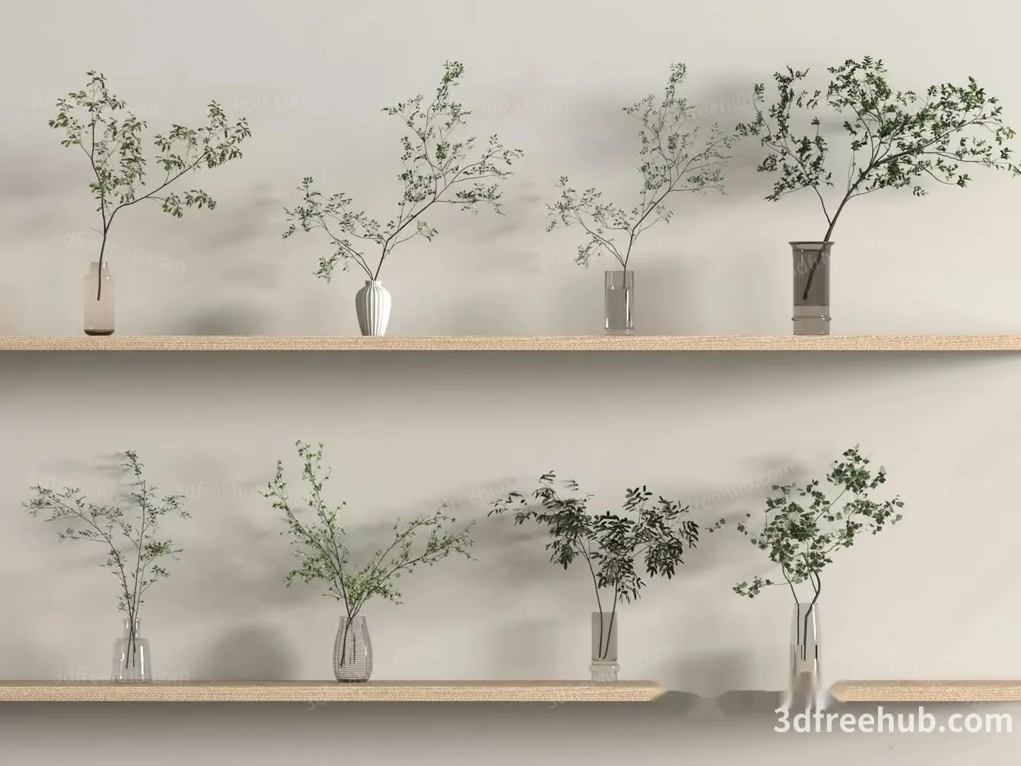 A Shelf With Plants 3D Model – 20896 – VRAY Render