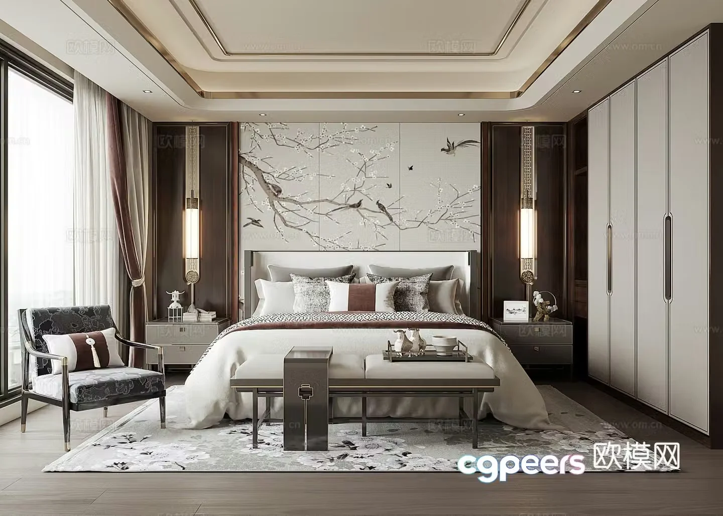 New Chinese bedroom 3D model