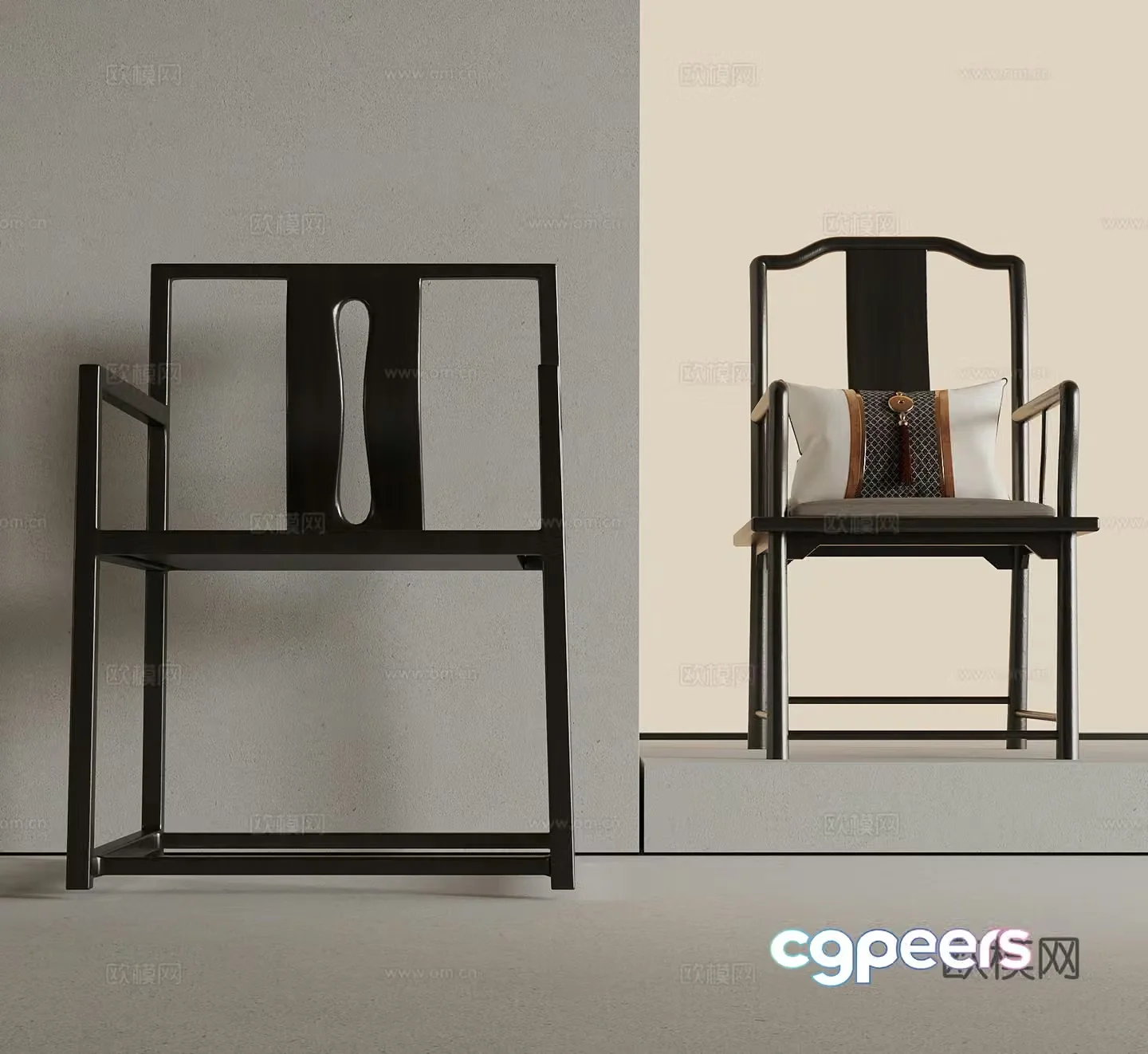 New Chinese casual chair Taishi chair 3d model
