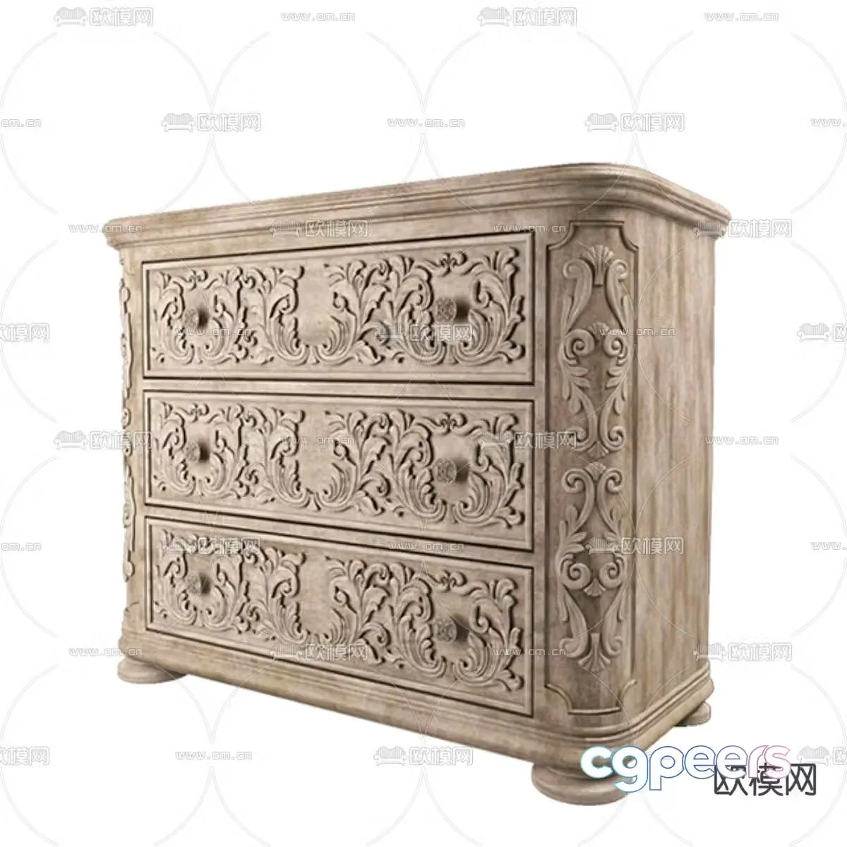 Simple European bedside table 3d model
