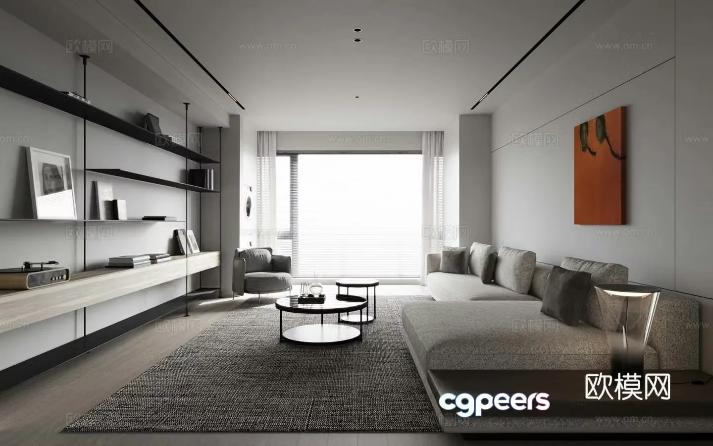 Modern living and dining room living room dining sofa dining table coffee table 3d model