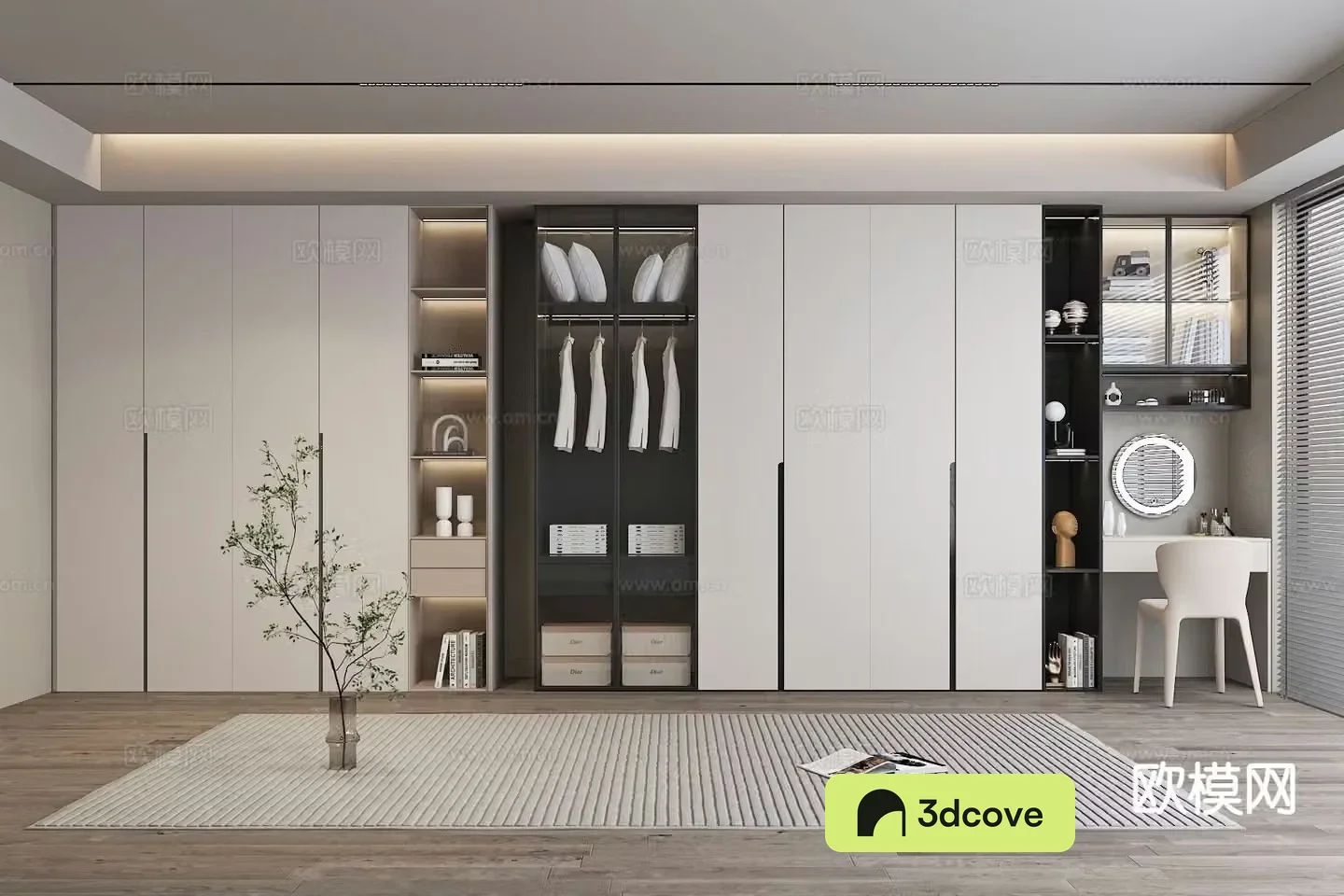 Modern wardrobe dresser integrated cabinet