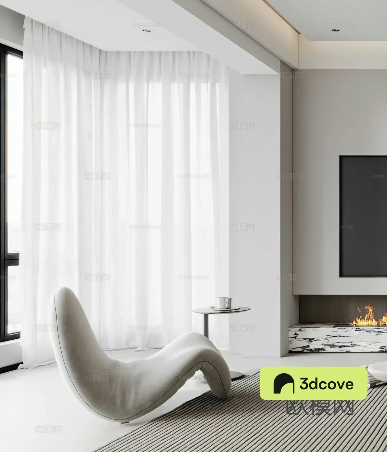 Modern leisure chair Simple floor lamp Side table corner table Single chair G566