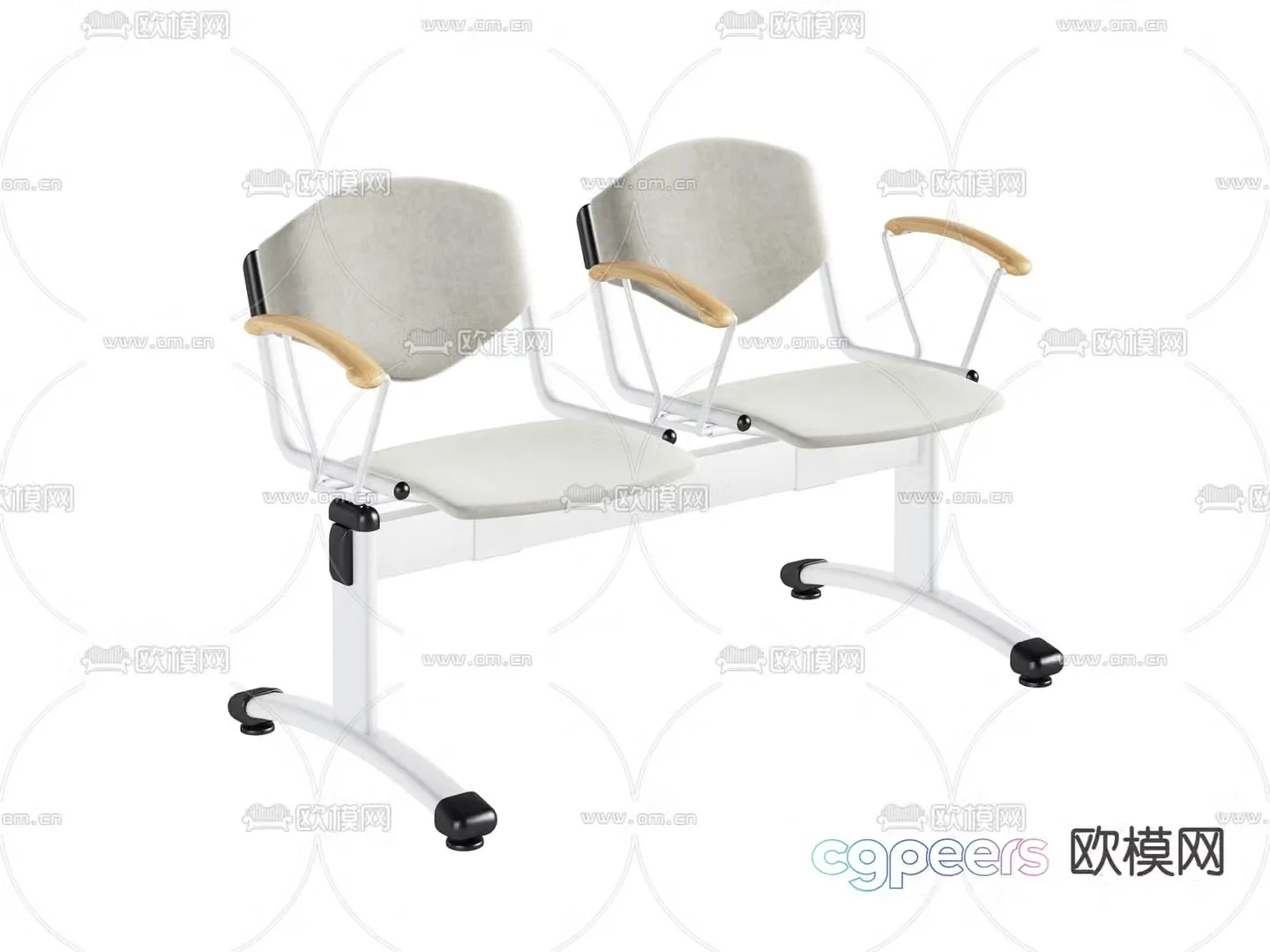 Continuous chairs public chairs waiting chairs 3D model