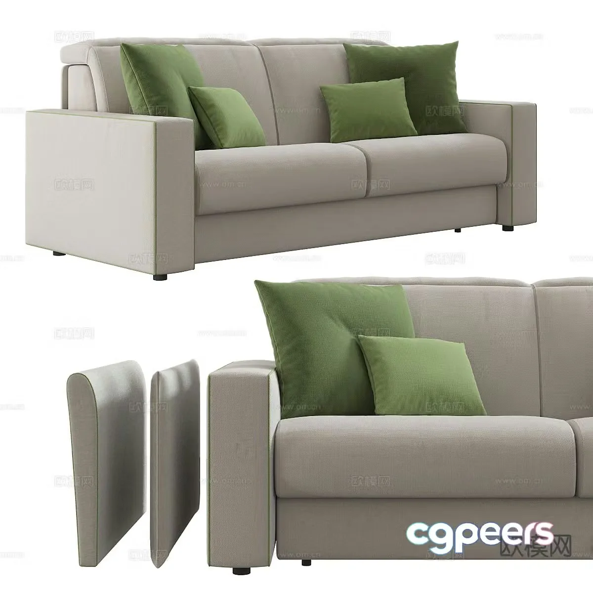 Simple double sofa 3d model