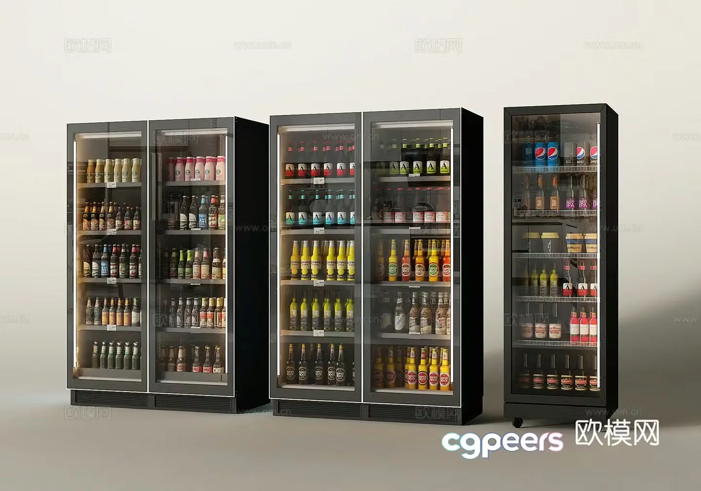 Modern freezer refrigerator 3d model