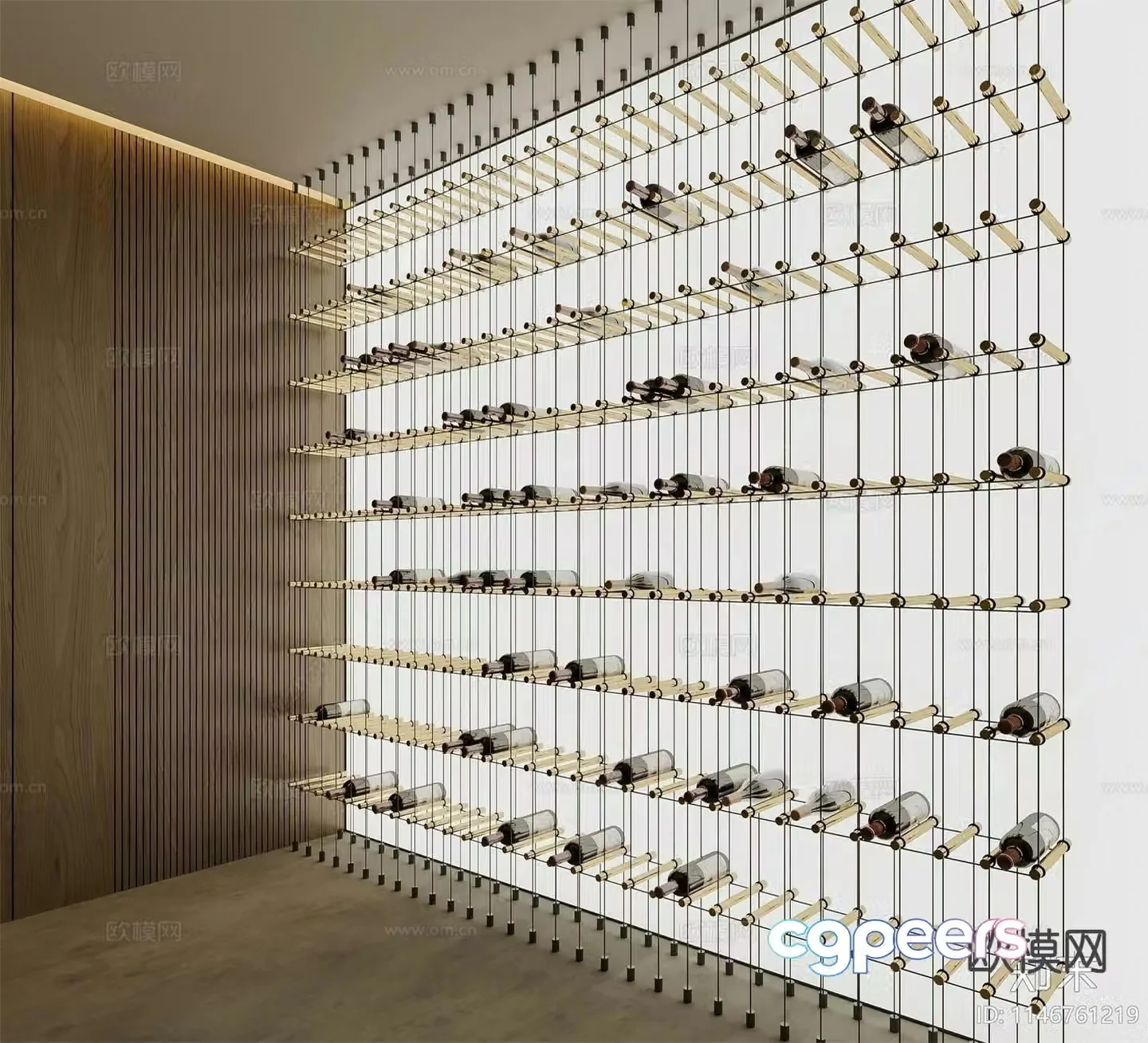 Light luxury wine rack wine cabinet steel belt wine rack 3D model