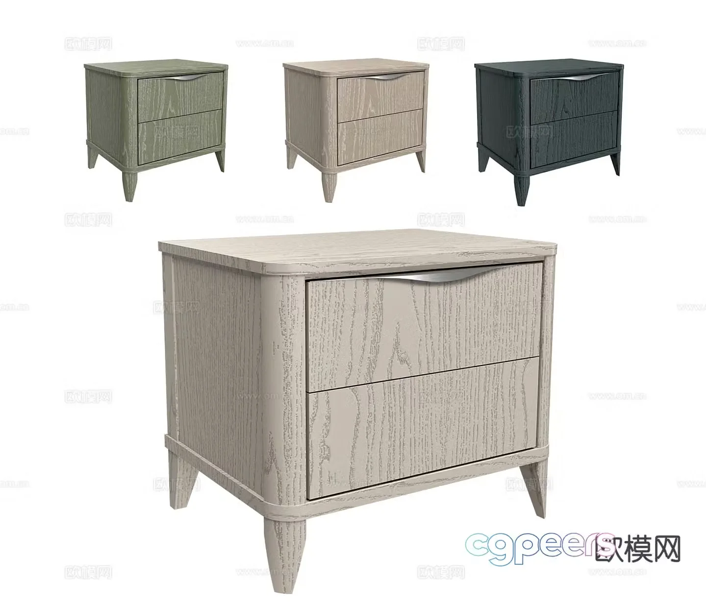 Modern solid wood bedside table 3d model