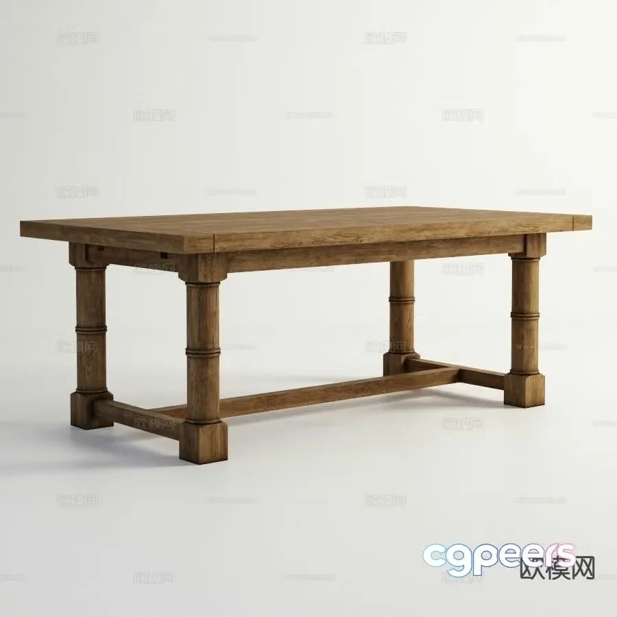 American solid wood coffee table 3D model