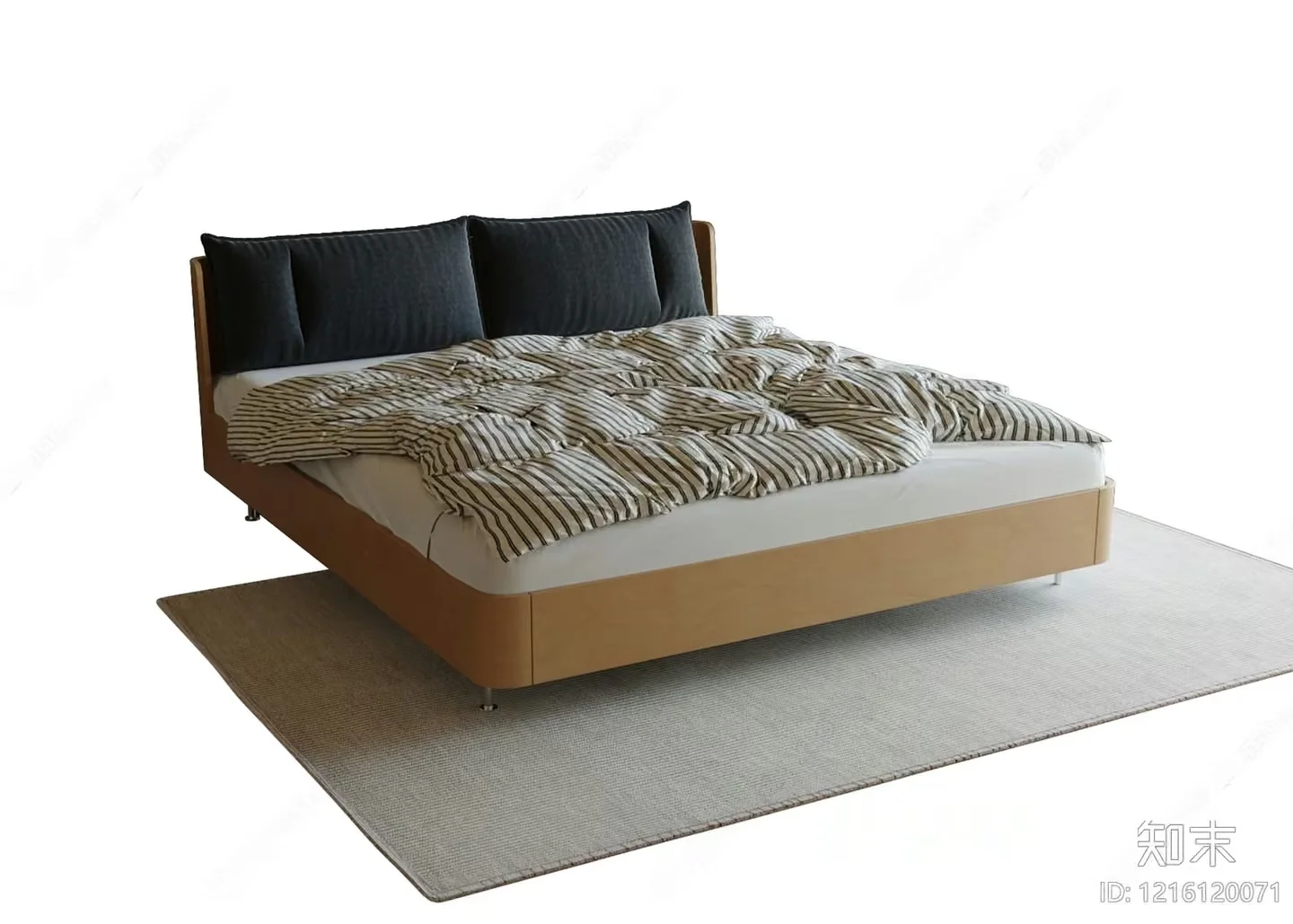 Cozy Modern Bed 3D Model – 11620 – VRAY Render